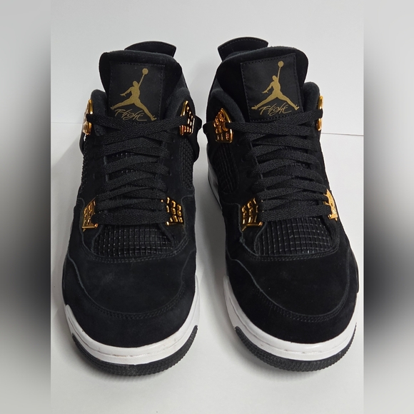 Jordan 4 Retro Royalty 2017 Size 11.5 Pre-Owned 308497-032 Black Gold - Picture 3 of 15